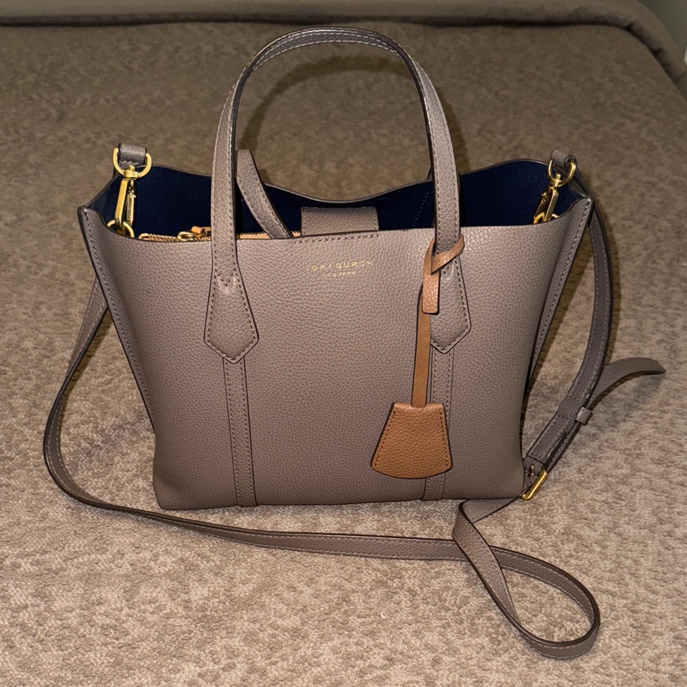 Tory Burch Gray and Tan Satchel